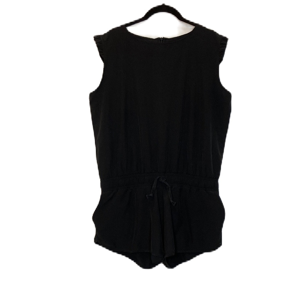Albion Black Ruffle Sleeve Drawstring Running Exercise Shorts Romper Size L